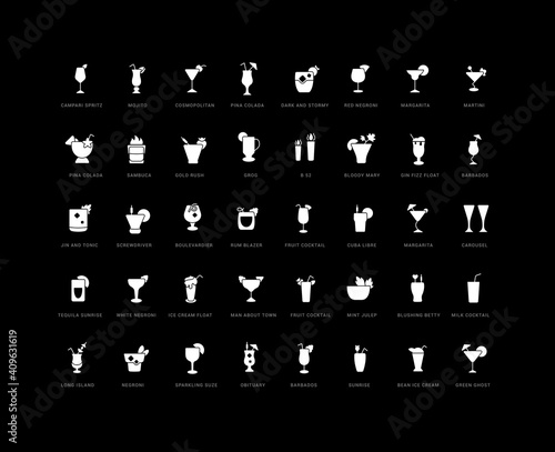 Set of simple icons of Cocktails