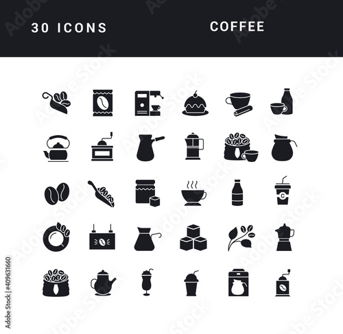 Set of simple icons of Coffee
