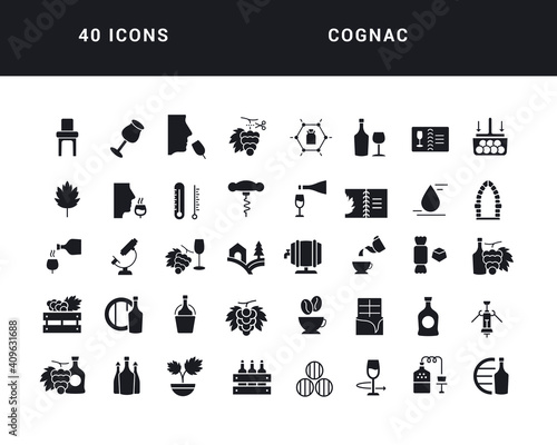 Set of simple icons of Cognac