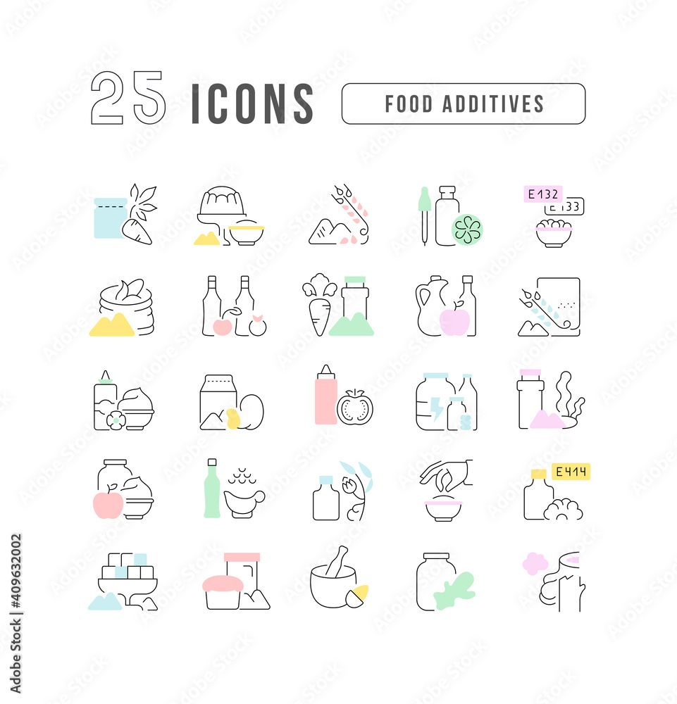 Set of linear icons of Food Additives Set of linear icons of Food Additives