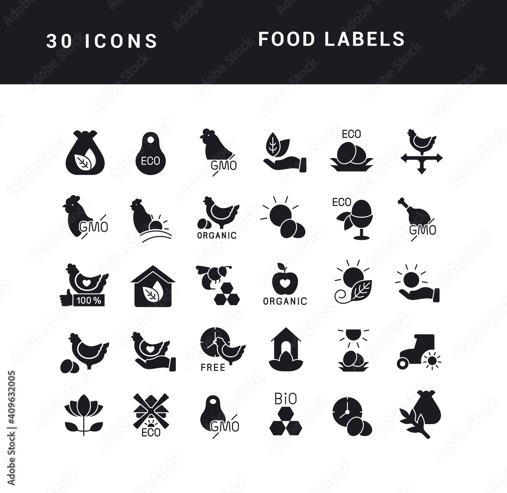 Set of simple icons of Food Labels