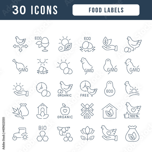 Set of linear icons of Food Labels