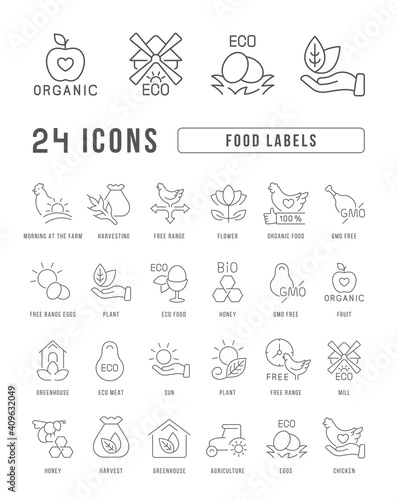 Set of linear icons of Food Labels