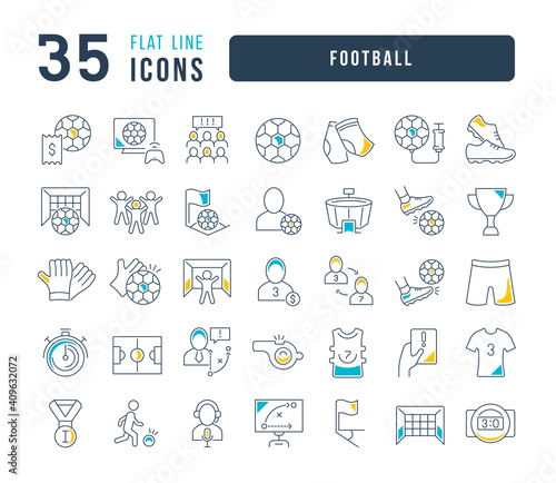 Set of linear icons of Football