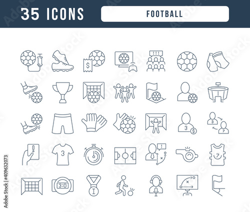 Set of linear icons of Football