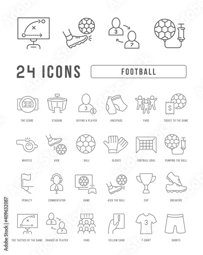 Set of linear icons of Football