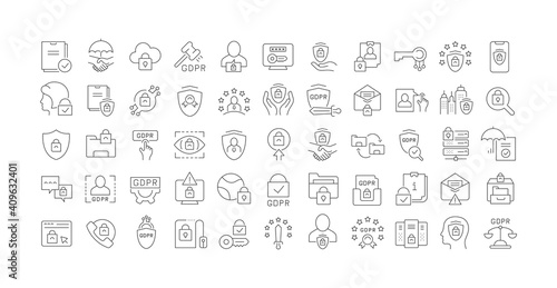 Set of linear icons of GDPR