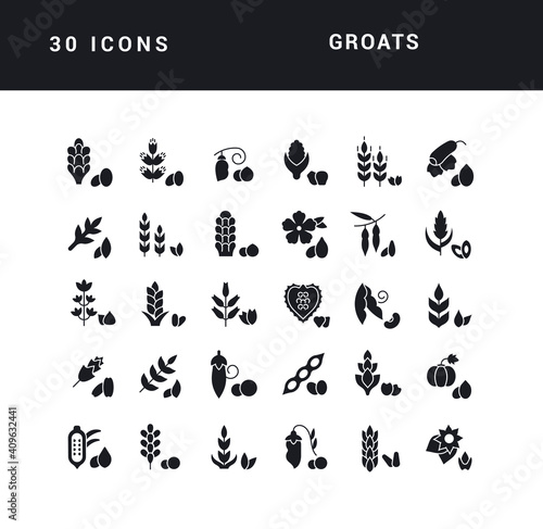 Set of simple icons of Groats