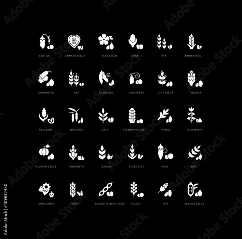 Set of simple icons of Groats