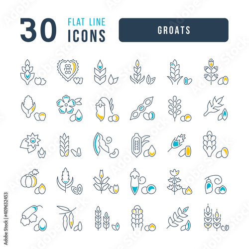 Set of linear icons of Groats