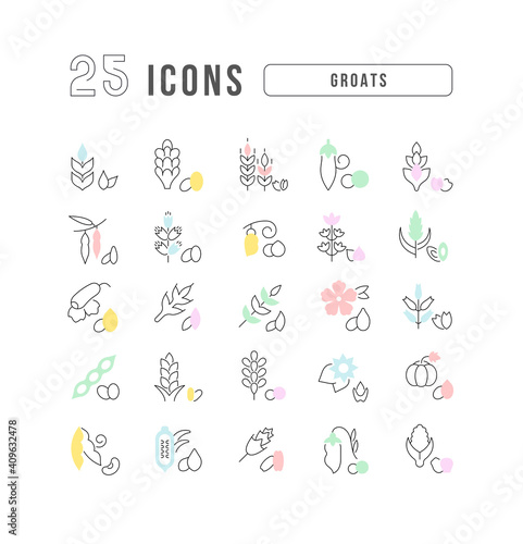 Set of linear icons of Groats