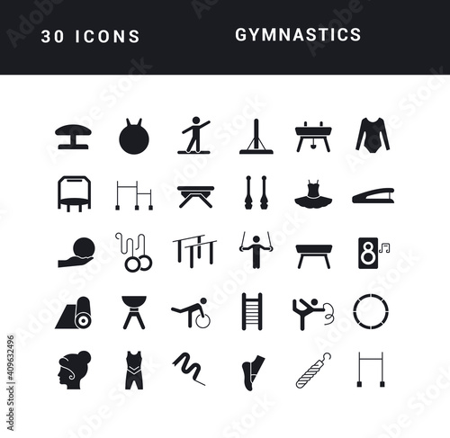 Set of simple icons of Gymnastics