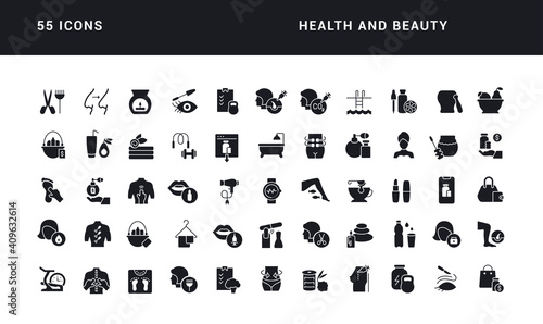 Set of simple icons of Health and Beauty