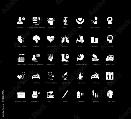 Set of simple icons of Heart Attack