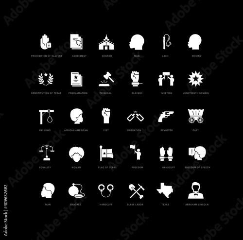 Set of simple icons of Juneteenth