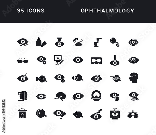 Set of simple icons of Ophthalmology