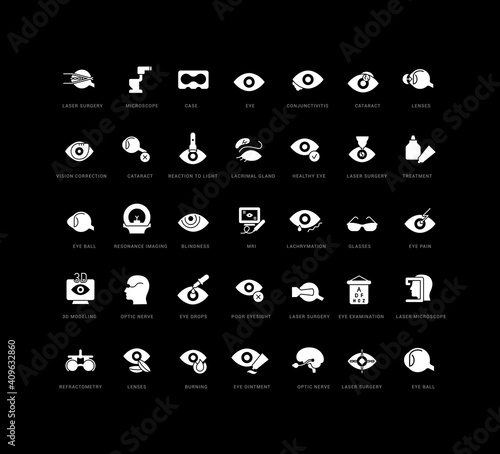 Set of simple icons of Ophthalmology