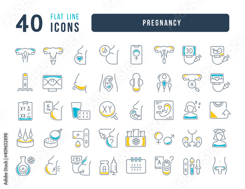 Set of linear icons of Pregnancy