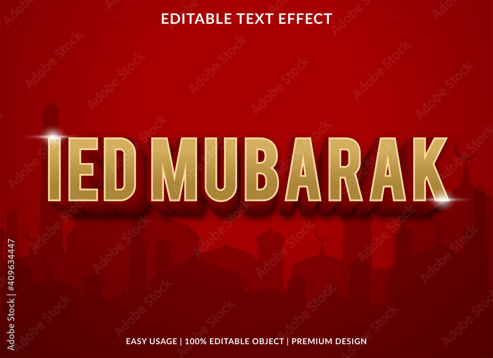 ied mubarak text effect template with bold style use for business logo and brand
