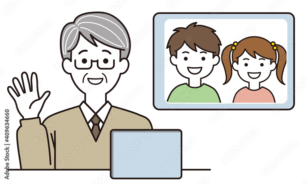 祖父と孫（リモート帰省）