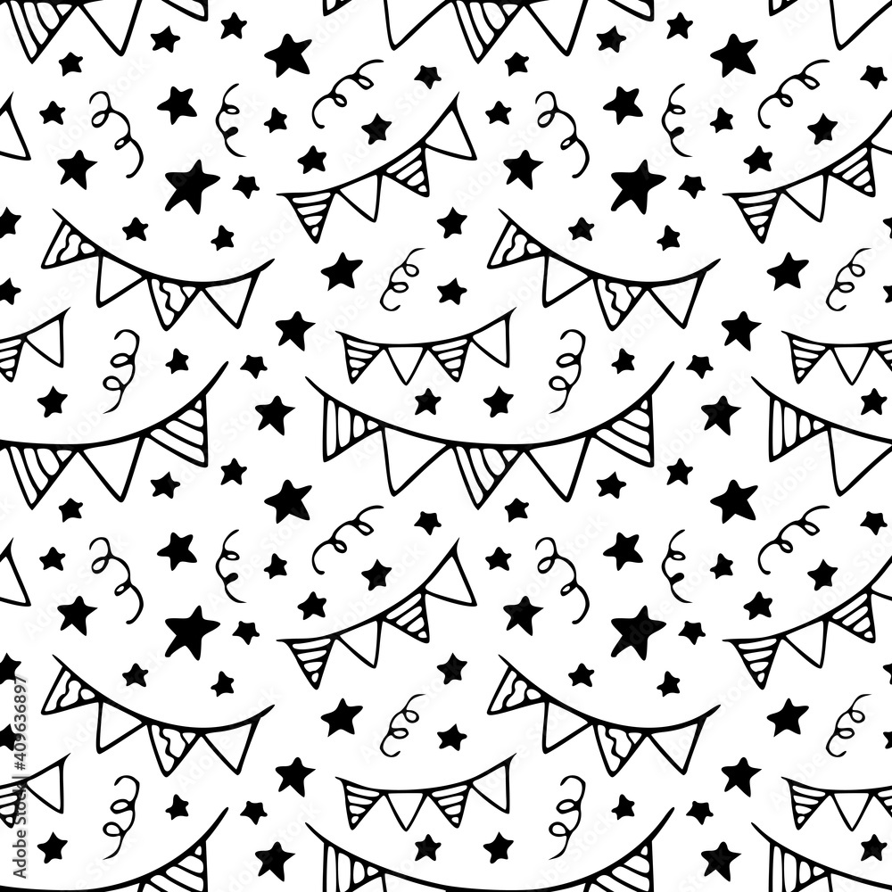 Sketched carnival pattern. Birthday wallpaper . Sketched carnival pattern. Birthday wallpaper .