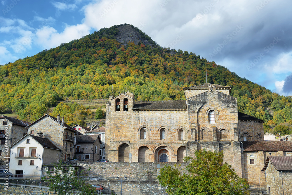 San Pedro Siresa romanesque monastery church in Siresa village, Huesca province, Spain