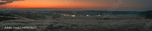 Winter moring among fields