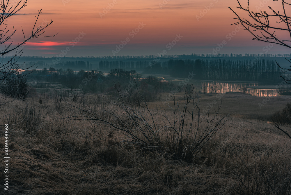 Winter moring among fields Winter moring among fields