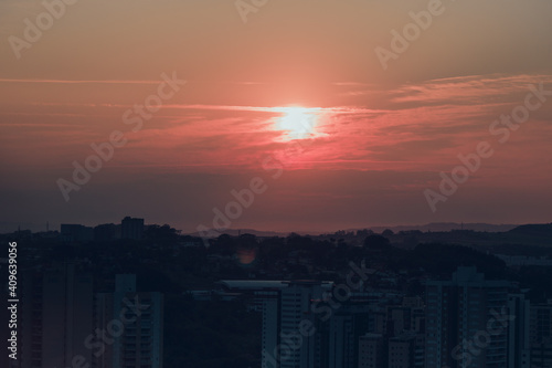 Dawn with clouds and reddish sky concept image