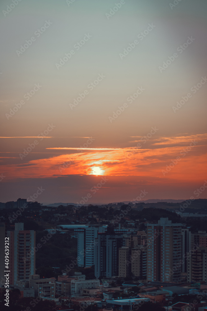 Dawn with clouds and reddish sky concept image