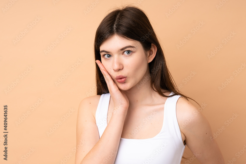 Young Ukrainian teenager girl over isolated background . Portrait Young Ukrainian teenager girl over isolated background . Portrait