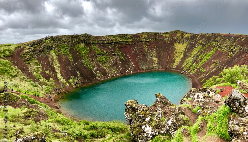 Kerio Krater in Island, Vulkankrater mit Vulkansee