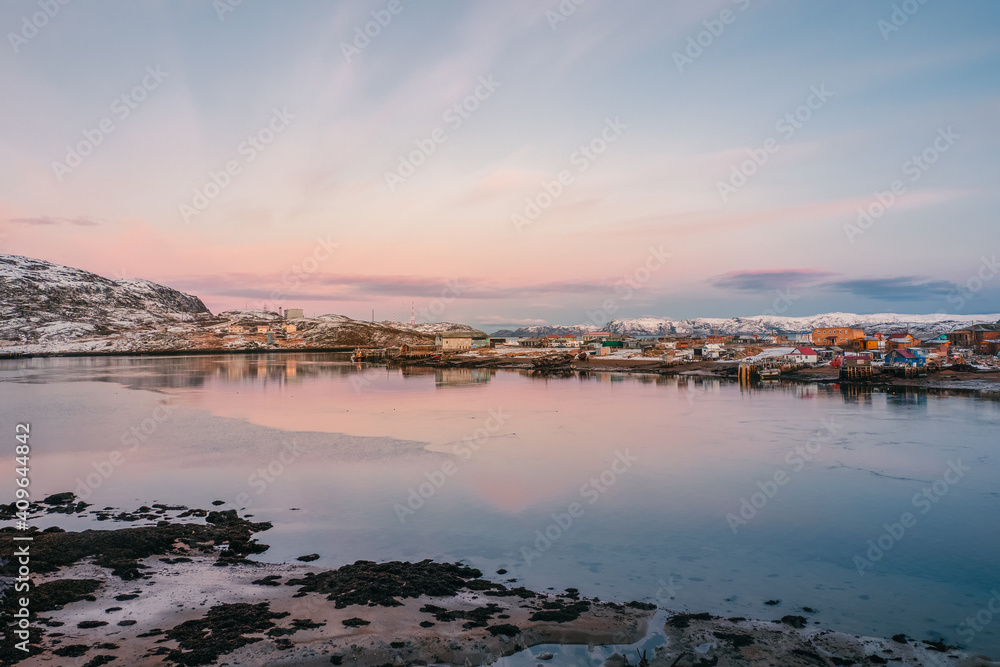 Beautiful view of the northern fishing village at low tide.