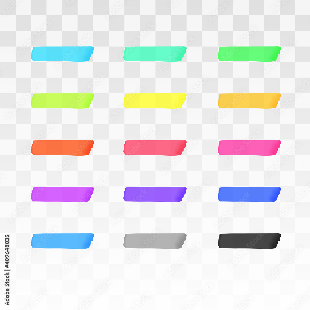 Color highlighter lines set isolated on transparent background. Red,  yellow, pink, green, blue, purple, gray, black marker pen highlight  underline strokes. Vector hand drawn graphic stylish element  Stock-Vektorgrafik | Adobe Stock