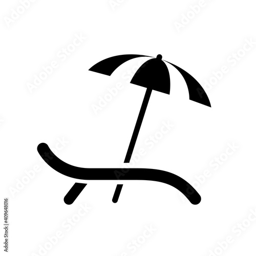 Beach umbrella and chair icon isolated, sunbed and umbrella, sea, icon for vacationers on ocean – stock vector