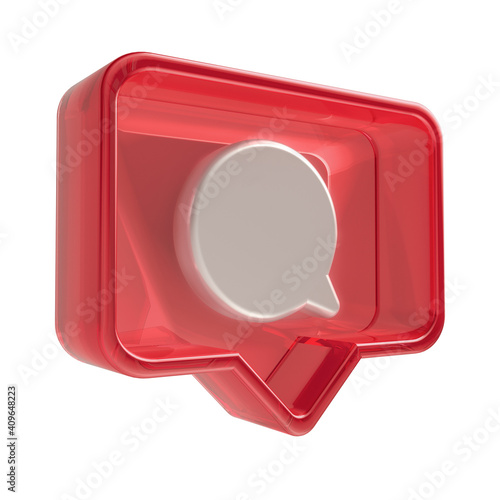 Set Like hearts icon on a red acrylic pin isolated on white background.  Illustration 3D