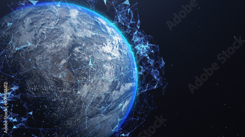 A networking concept. Global digital connections. Elements of this image furnished by NASA. 3d illustration