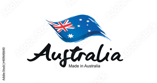 Made in Australia handwritten flag ribbon typography lettering logo label banner
