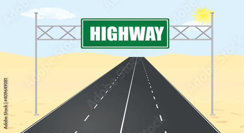 Highway post on road. vector