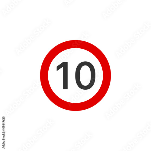 Speed limit 10 road sign icon. Traffic signs symbol modern, simple, vector, icon for website design, mobile app, ui. Vector Illustration