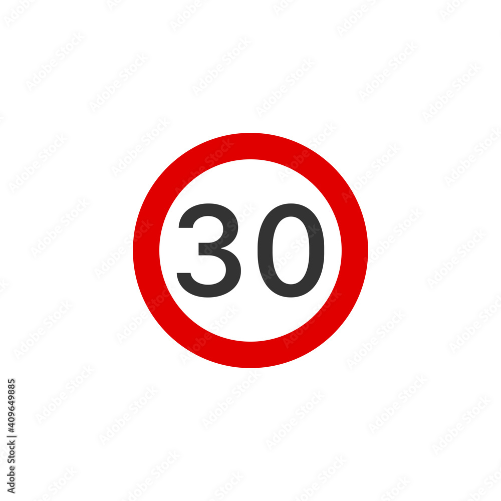 Speed limit 30 road sign icon. Traffic signs symbol modern, simple, vector, icon for website design, mobile app, ui. Vector Illustration Speed limit 30 road sign icon. Traffic signs symbol modern, simple, vector, icon for website design, mobile app, ui. Vector Illustration