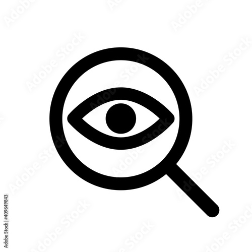 Eye sign with magnifying glass icon – stock vector