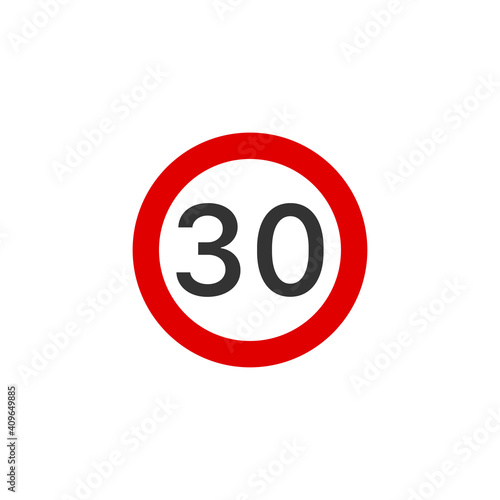 Speed limit 30 road sign icon. Traffic signs symbol modern, simple, vector, icon for website design, mobile app, ui. Vector Illustration