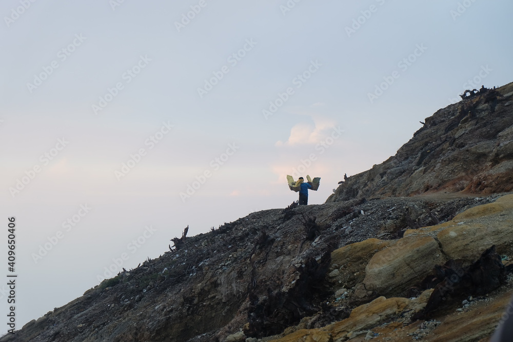sulphur miners on top of the mountain sulphur miners on top of the mountain