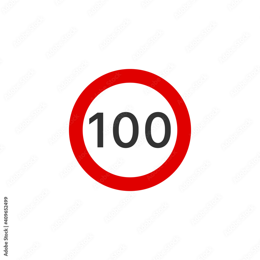 100 speed limit road sign icon. Traffic signs symbol modern, simple, vector, icon for website design, mobile app, ui. Vector Illustration 100 speed limit road sign icon. Traffic signs symbol modern, simple, vector, icon for website design, mobile app, ui. Vector Illustration