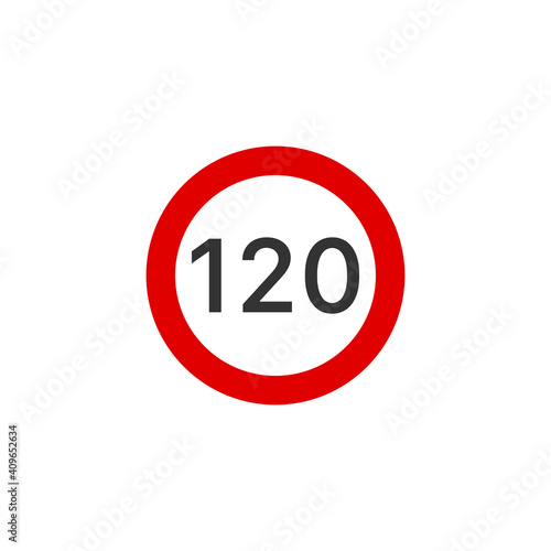 120 speed limit road sign icon. Traffic signs symbol modern, simple, vector, icon for website design, mobile app, ui. Vector Illustration
