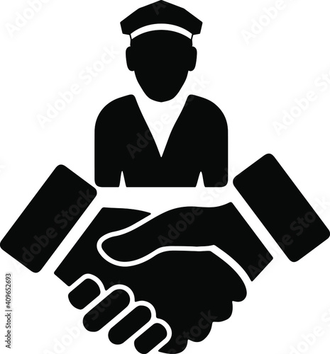 Driver, meet and greet, transparent prices, reliable services professional icons for web and print media uses.