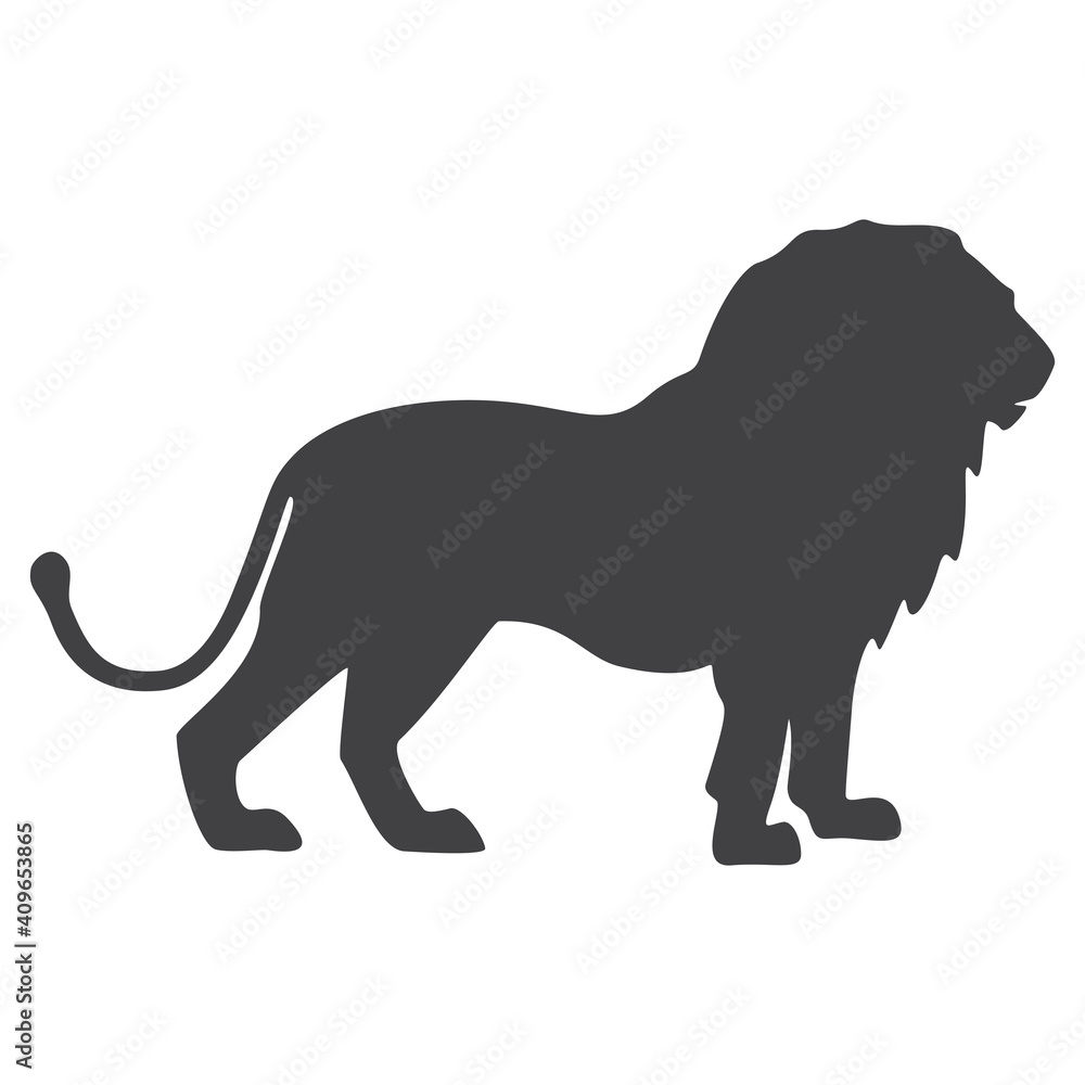 Lion silhouette, icon. Vector illustration on a white background.