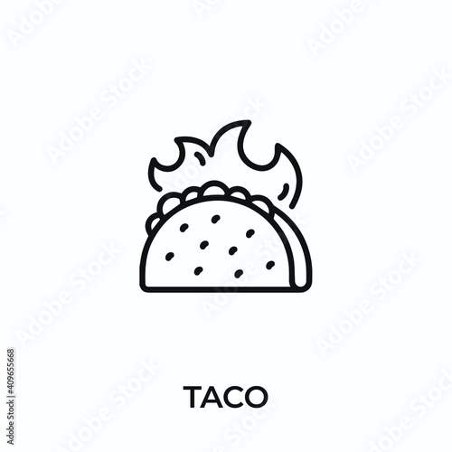 taco icon vector. mexican food sign symbol for modern design. Vector illustration	