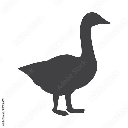 Goose silhouette, icon. Vector illustration on a white background.